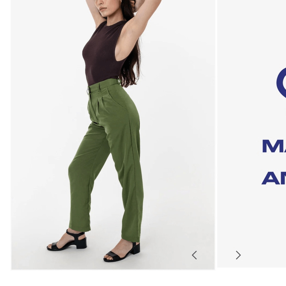 NEW! Los Angeles Apparel Olive Green High-Rise Tapered Trousers